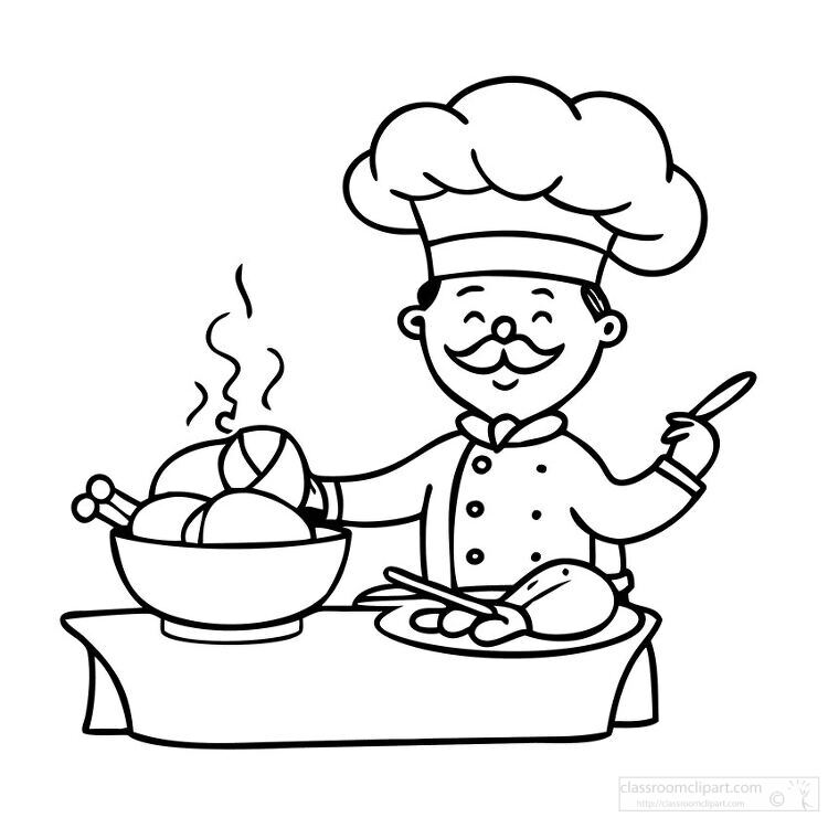 chef presenting Thanksgiving feast clipart