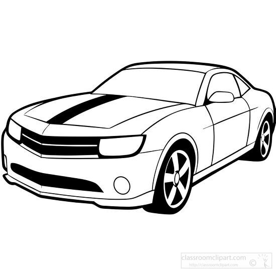 chevorlet camero front side view black ouline drawing clipart