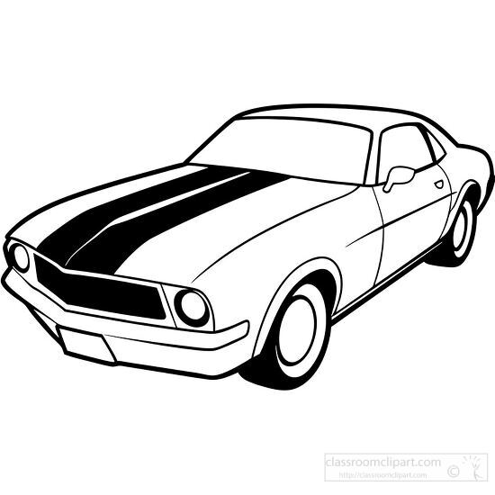 chevorlet camero with wide strip on hood black outline clipart