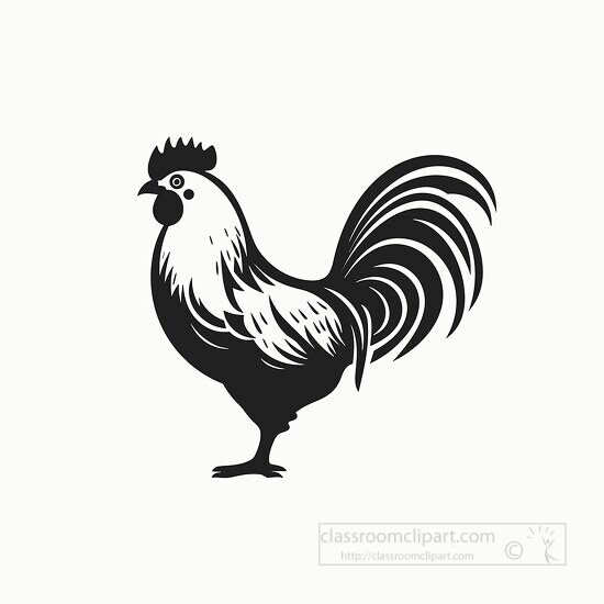 chicken sideview black outline in clip art