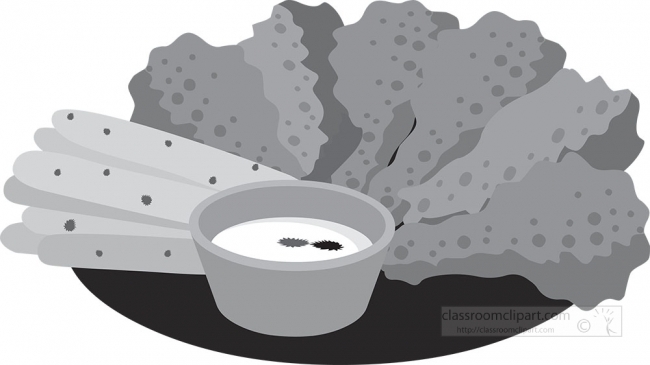 chicken wings with dip gray color clipart