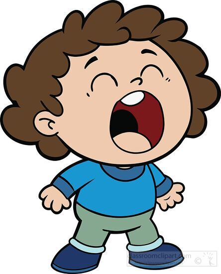 child with curly brown hair yawning widely