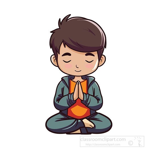 child with eyes closed hands together in prayer clip art