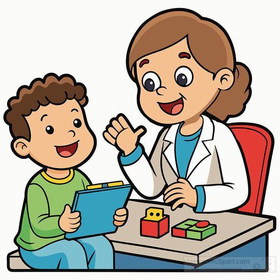 child with his speech pathologist