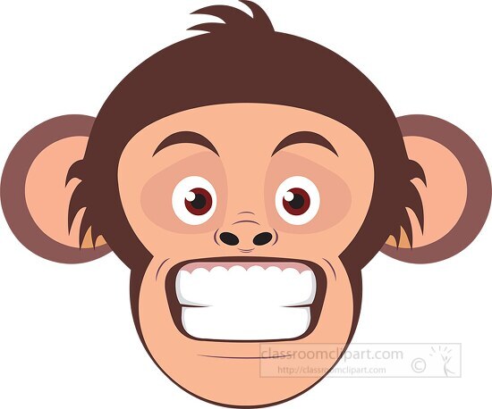 chimpanzee face howing teeth clip art copy