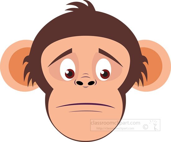 chimpanzee face sad expression clipart 6926