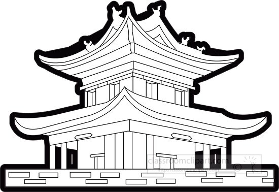 chinese temple black outline printable clip art