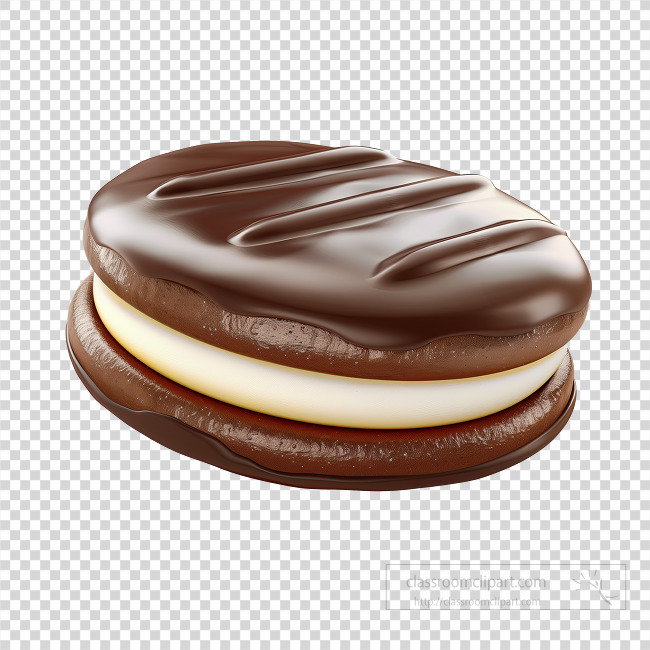 chocolate cookie pie with creamy center 3d clay icon transparent png