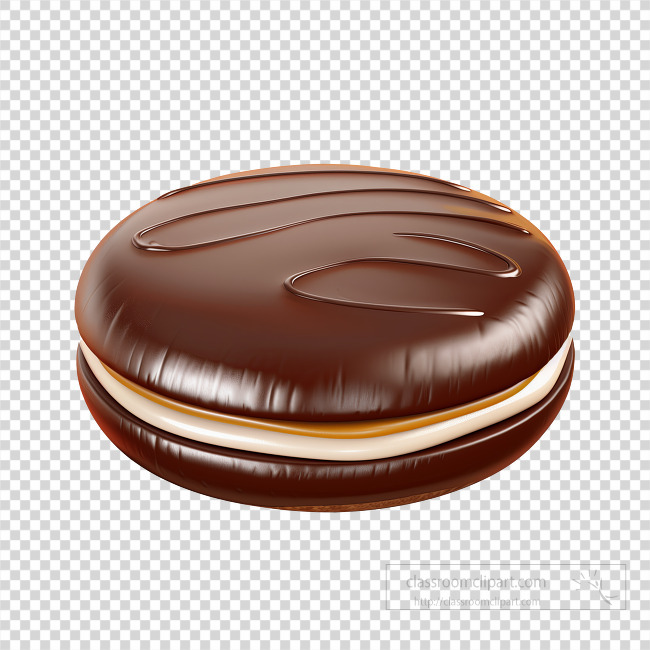 chocolate pie with filling snack 3d clay icon transparent png