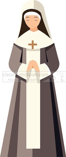 christian catholic nun with hands held prayer