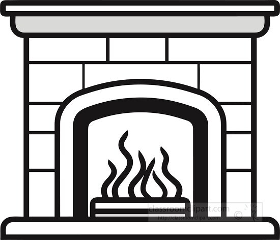Holiday Outline Clipart-christmas fireplace