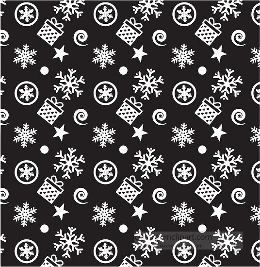 christmas pattern gifts snowflakes red background clipart 2