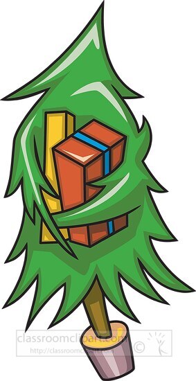 christmas tree holding gifts clipart