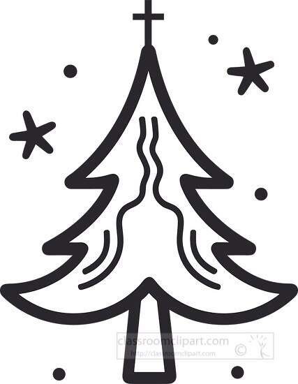 christmas tree ornament black line outline printable clipart