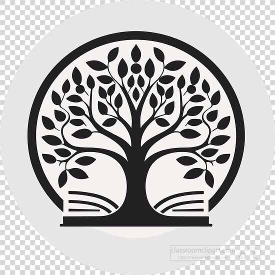 circle with a simple tree with leaves illustration