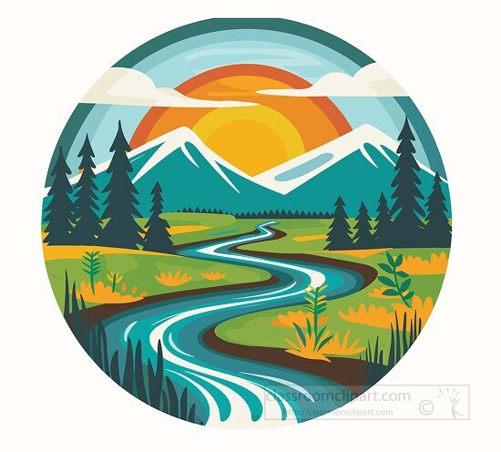 circular vector icon of river with stream copy2