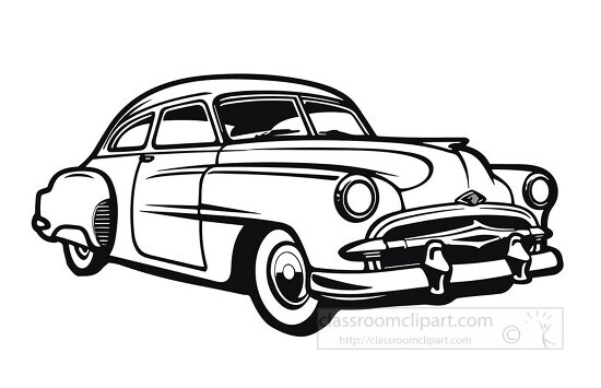 Cars Outline Clipart-old Classic Car silhouette black outline clip art