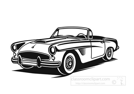 sports car black and white clipart