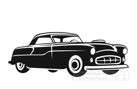 Cars Outline Clipart-Classic Car silhouette icon on white background vector