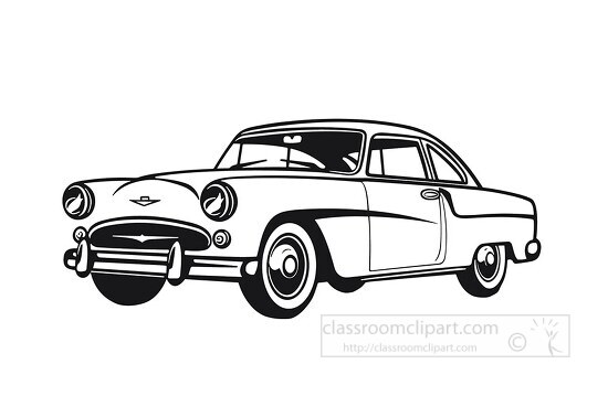Cars Outline Clipart-Classic Car silhouette icon on white background vector  outlin cl