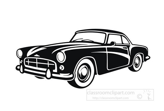 Classic sports car silhouette black outline clip art