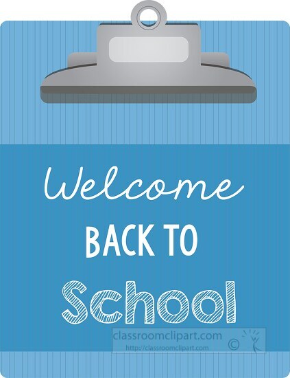 clip board blue text welcome back to school
