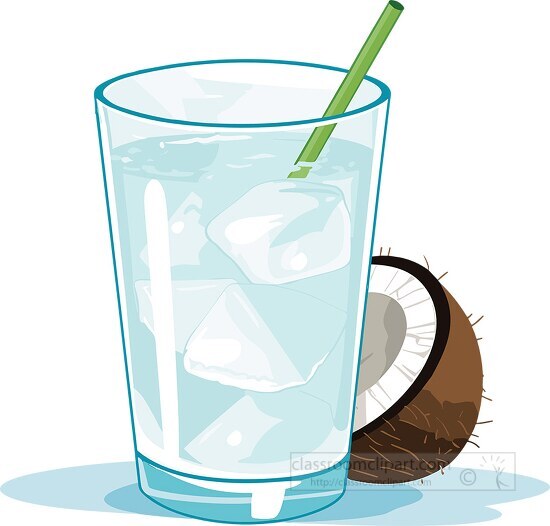 coconut water in a glass with ice