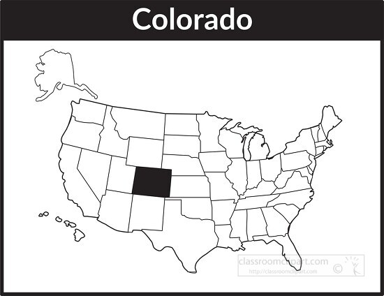 colorado map square black white clipart
