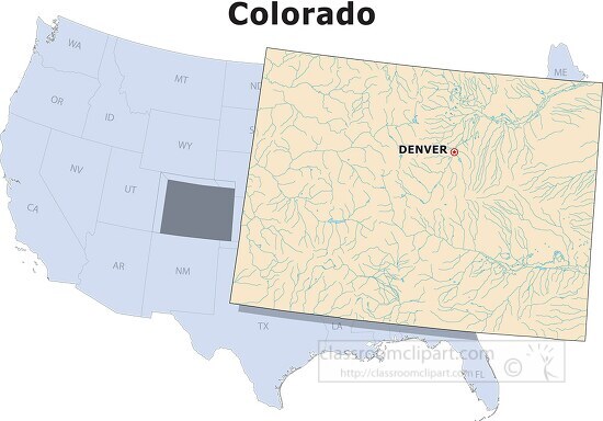 Colorado state large usa map clipart