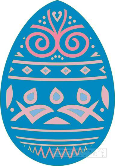 colorful blue easter egg with pink designs