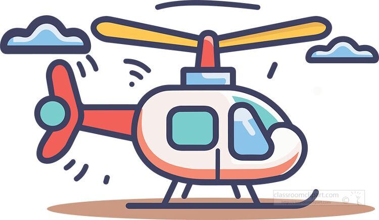 colorful cartoon helicopter a spinning rotor