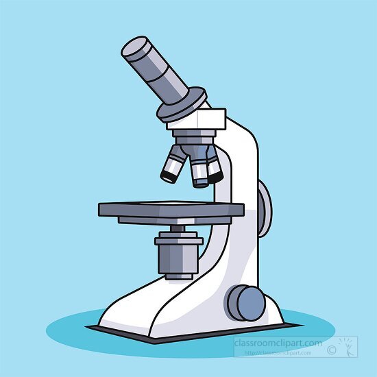 colorful cartoon of a laboratory microscope a blue background