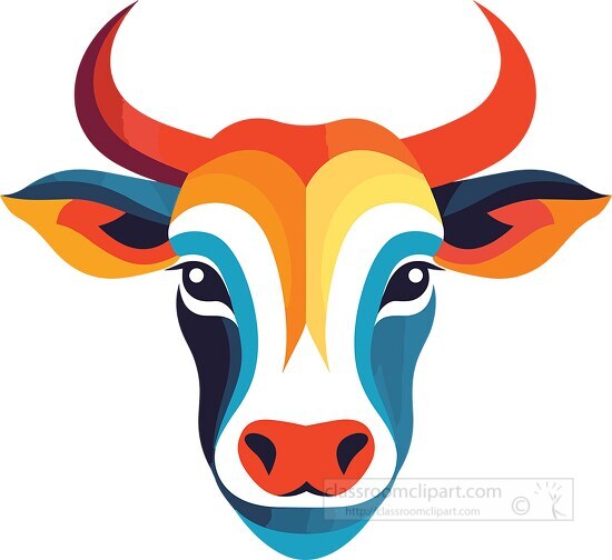 colorful cow animal face