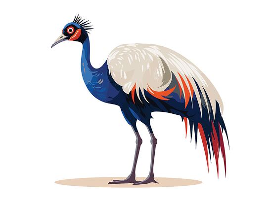 colorful crane with blue and white plumage clipart