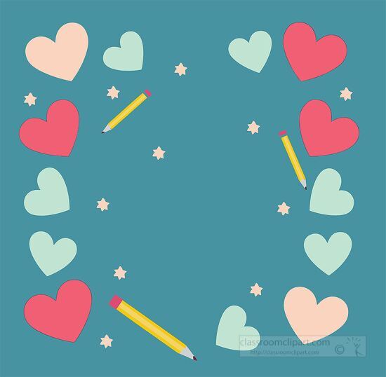 colorful hearts and stars forming a decorative school border