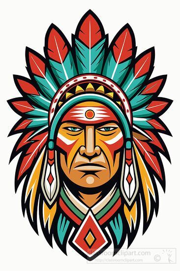 colorful illustration of a Native American tribal leader