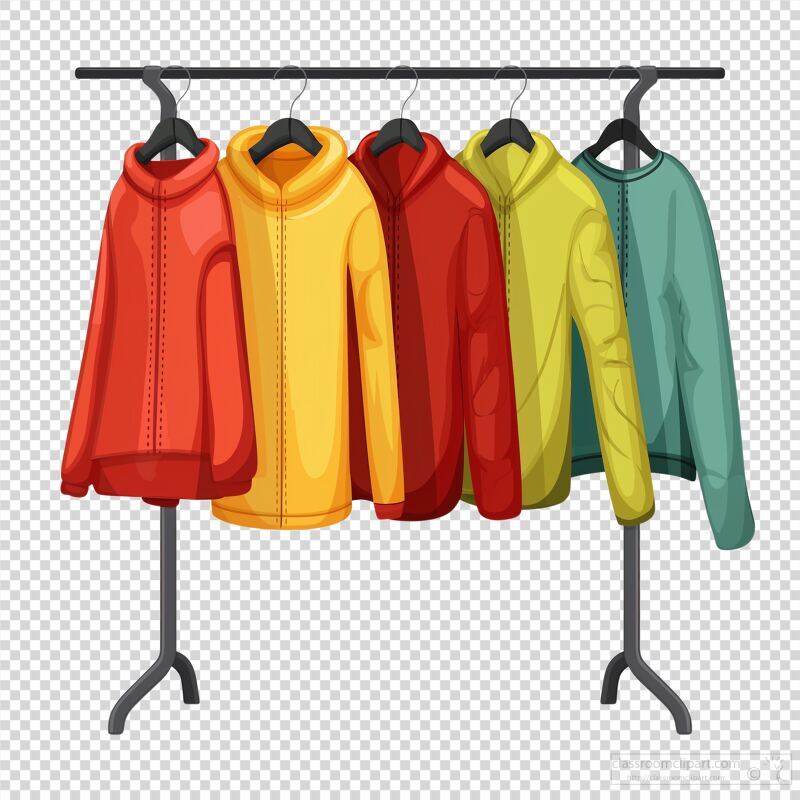 Colorful Jackets Displayed on a Clothing Rack in a Shop