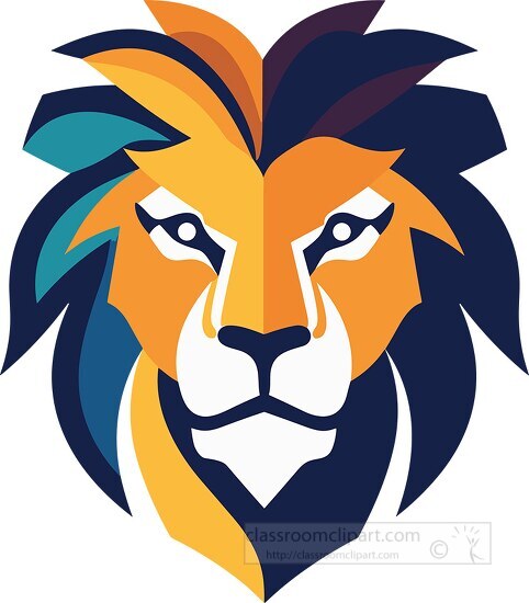 colorful lion animal face