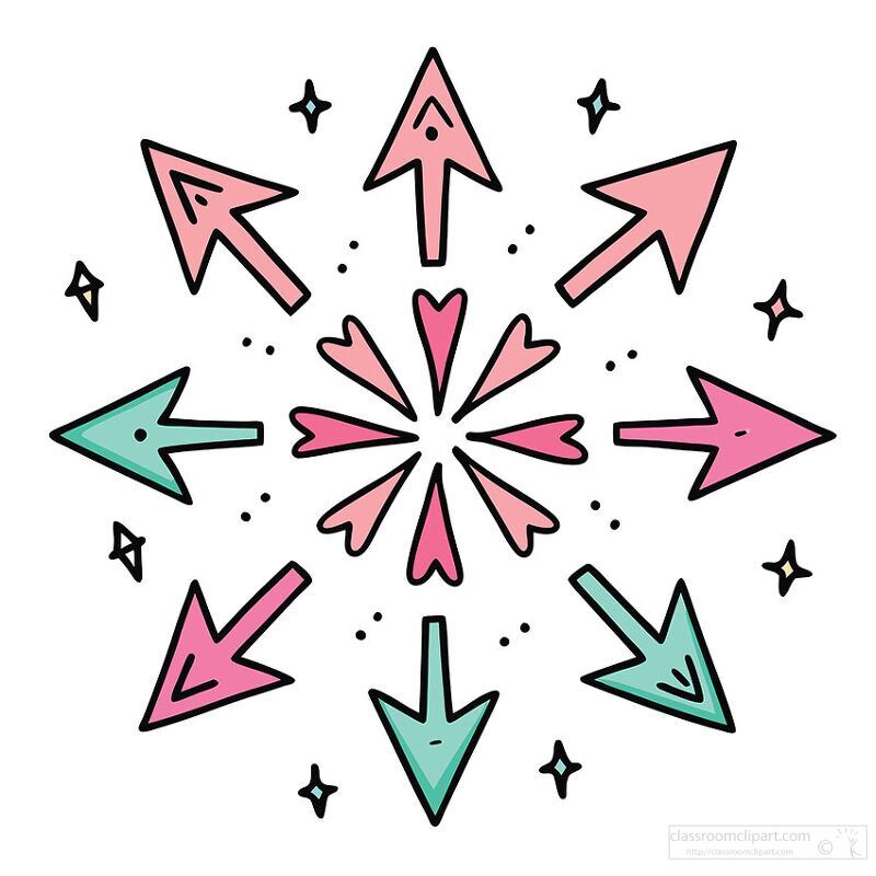 colorful Multidirectional Arrows Clipart