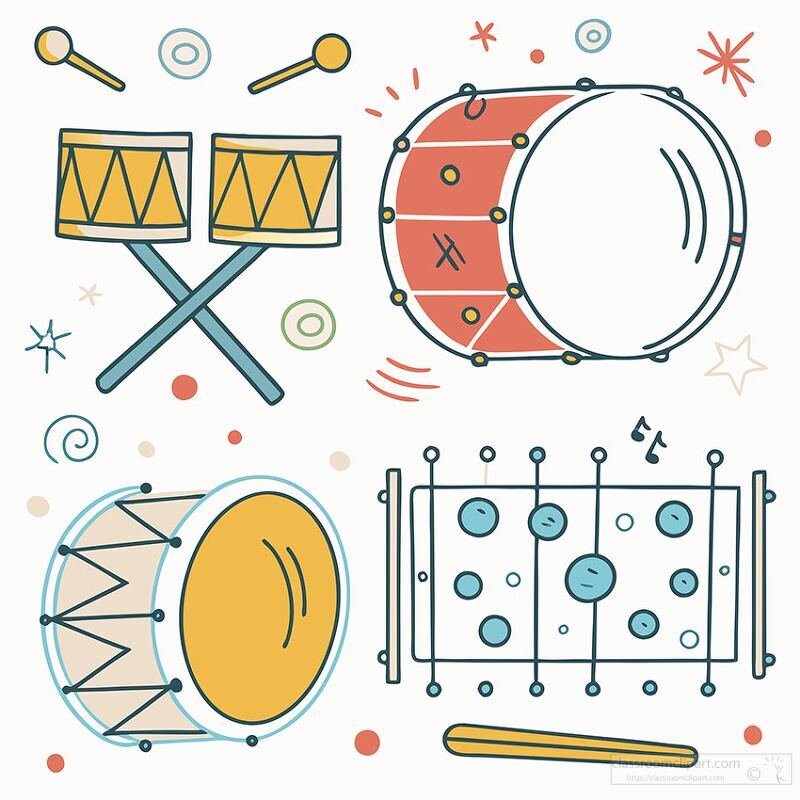 Colorful Percussion Instruments Illustration