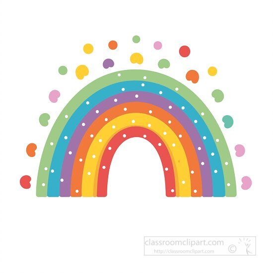 colorful rainbow with polka dots