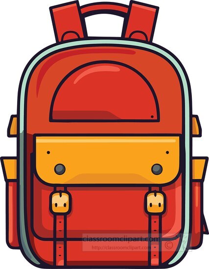 colorful red yellow kids school backpack