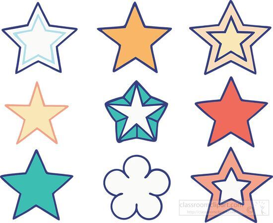 colorful set of stars with pastel fills