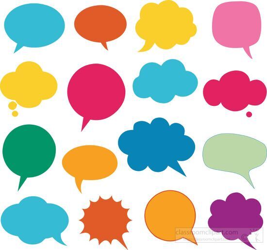 Colorful speech bubbles in different shapes flat design