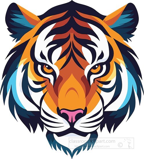 colorful tiger animal face front view