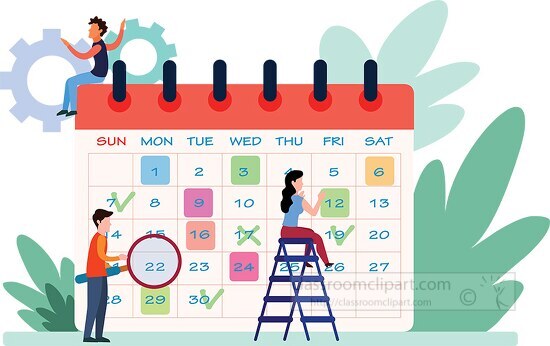 concept people collaborating on planning calendar clipart