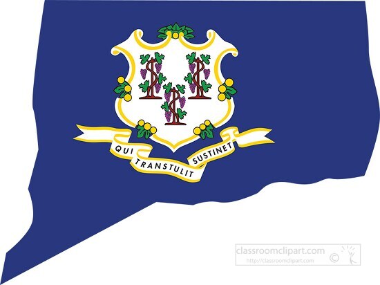 connecticut state map with flag clipart