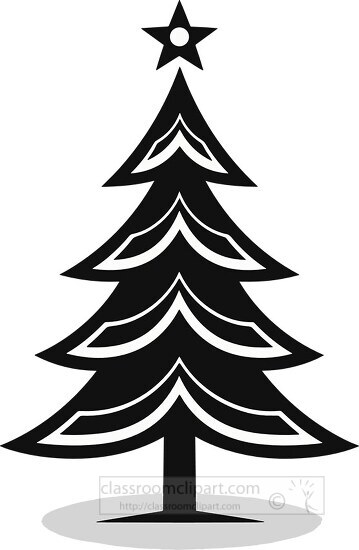 Contemporary black and white Christmas tree design with patterns