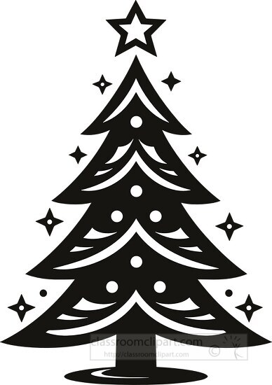 Contemporary silhouette of a Christmas tree with geometric desig