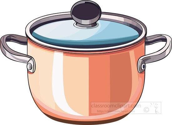 cooking pot with two handles and glass lid clip art